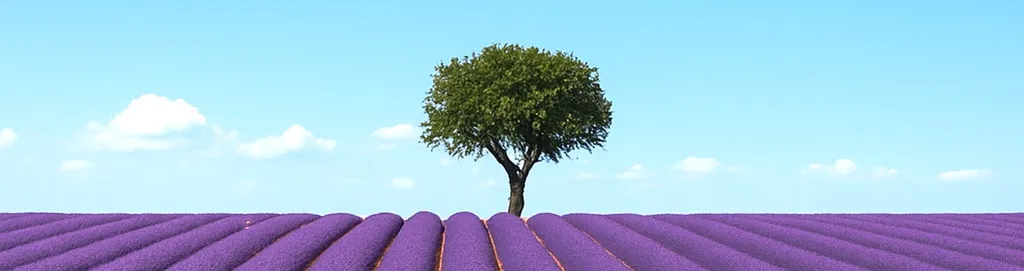 Champ de lavande avec un arbre au loin